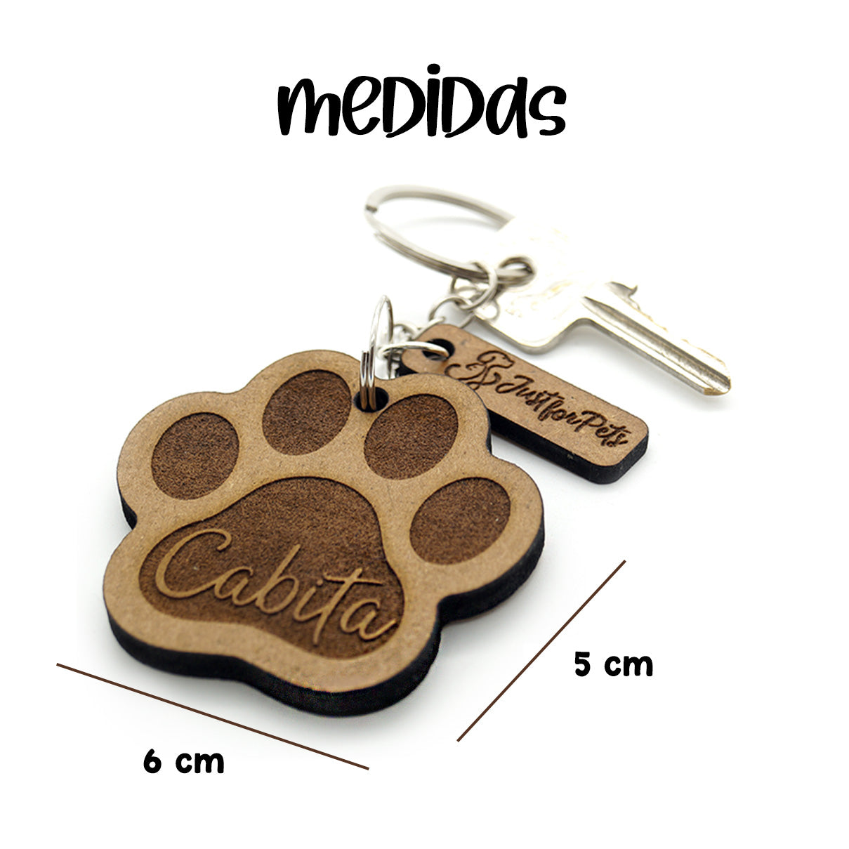 Llavero Patita de Madera y Personalizable 🐾 - Just For Pets