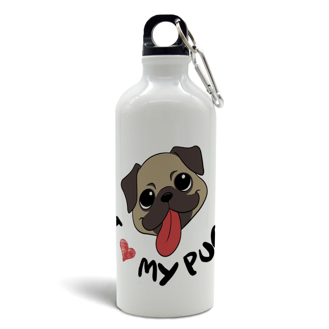 Botella de agua 500cc - I love my pug - Just For Pets