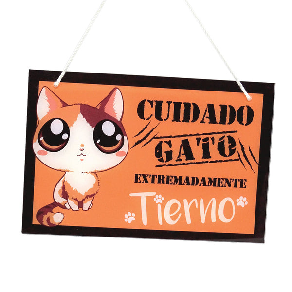 Cartel "Cuidado Gato Tierno" - Just For Pets