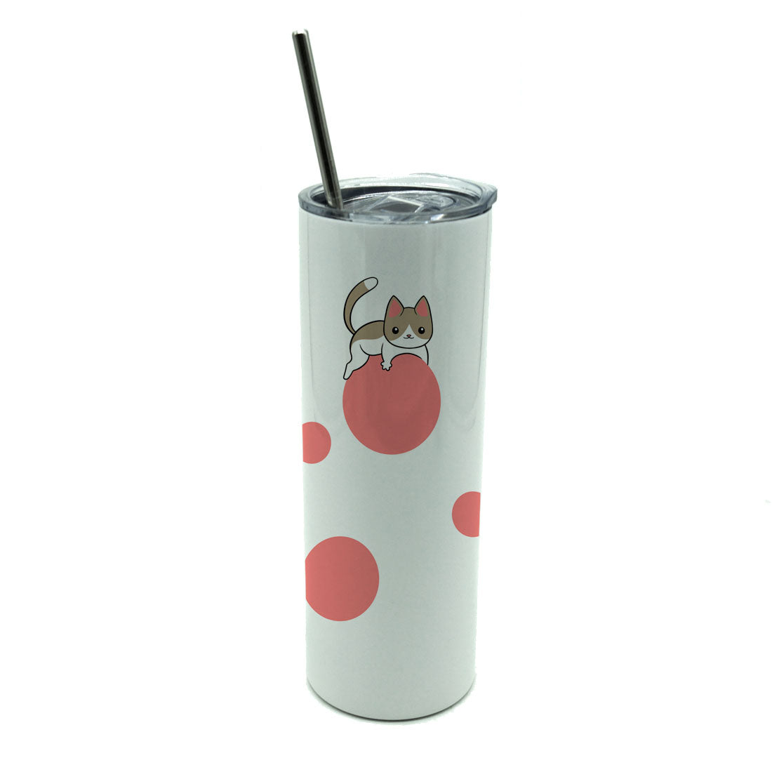 Termo con bombilla metálica Gato - Just For Pets
